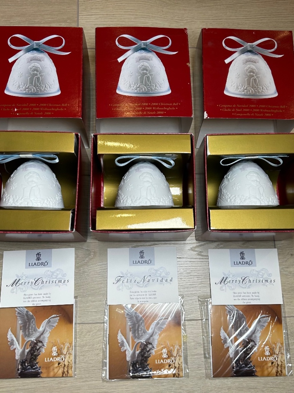 Lladro Christmas Ornaments Porcelain Ball delicate hand painted Lot of 3 Holiday